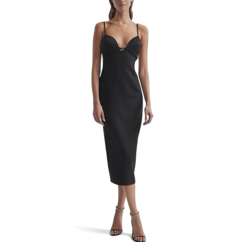 NWT Reiss Rochelle Strappy Midi Dress in Black‎ Sz 2 $385